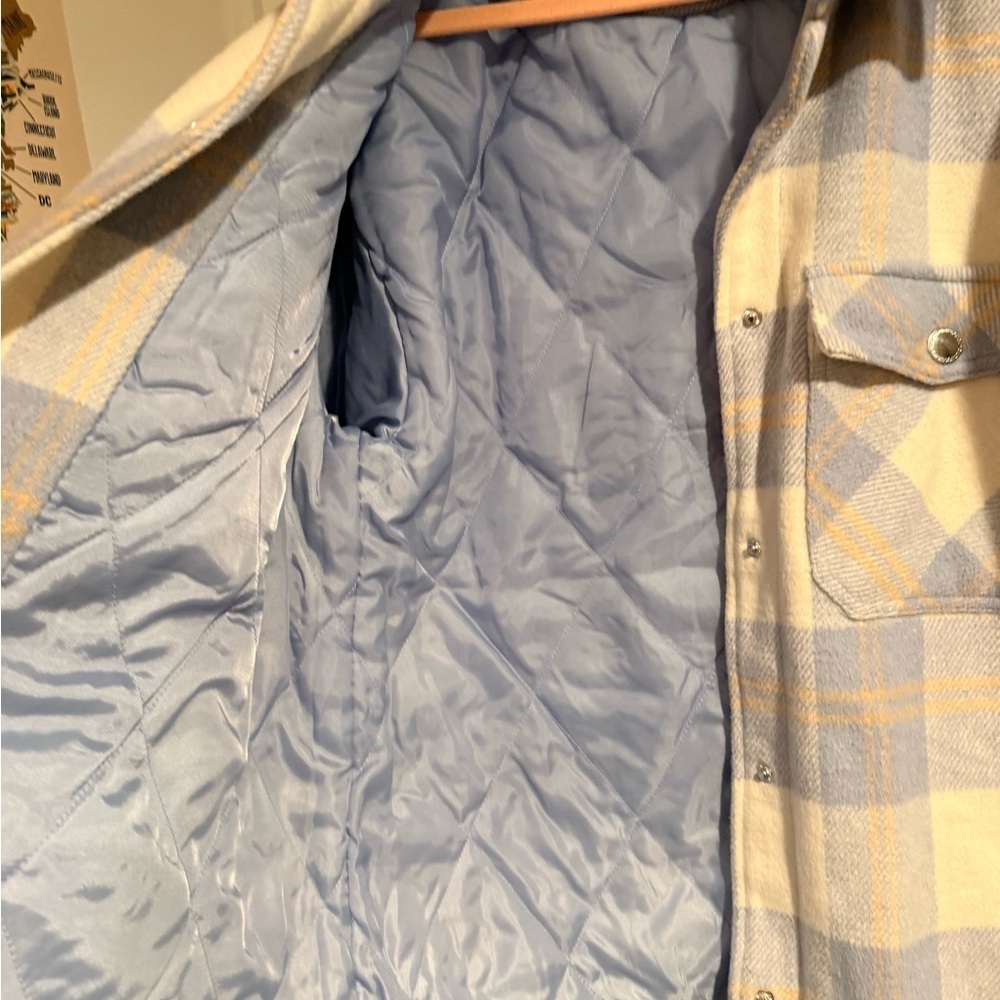 Jou Jou Blue and Cream Plaid Shirt Jacket - Picture 4 of 8